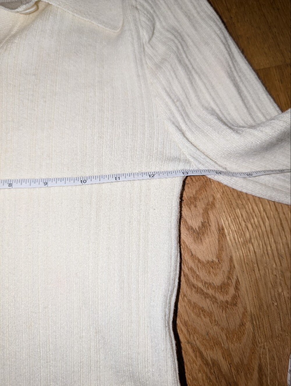 Smart Set Vintage/Y2K Linen Blend Ribbed Polo Long-Sleeve Sweater - Picture 8 of 9
